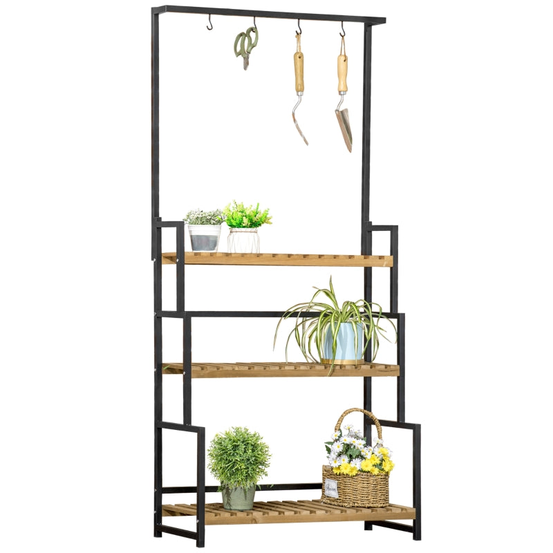 3 Tiered Plant Stand With Hanging Hooks