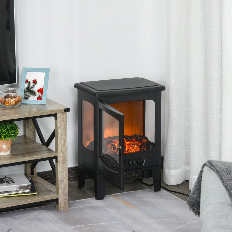 Tempered Glass Electric Fireplace Heater-Black