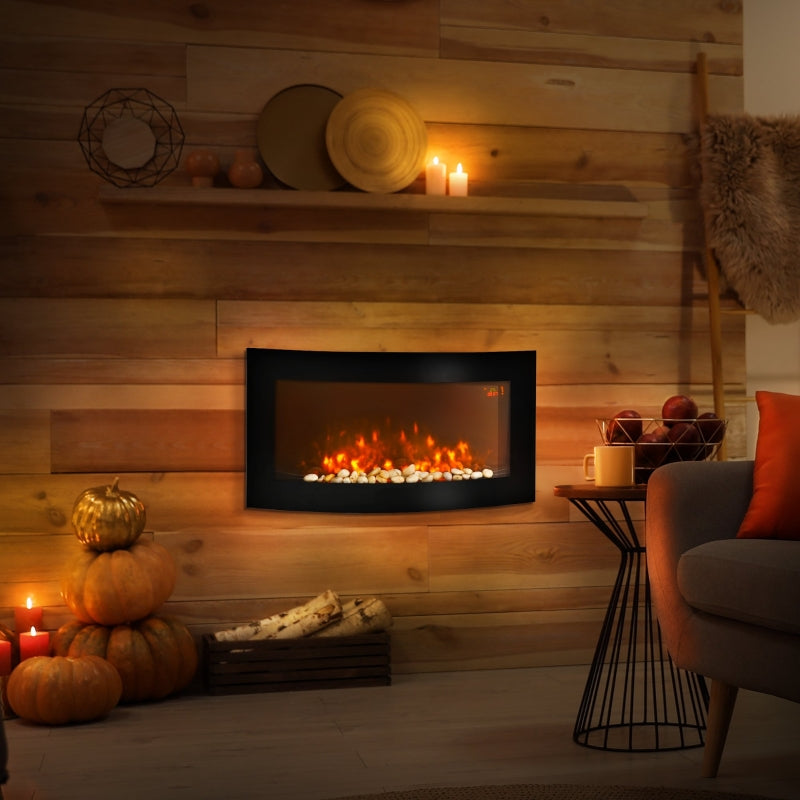 LED Curved Glass Electric Wall Mounted Fire Place