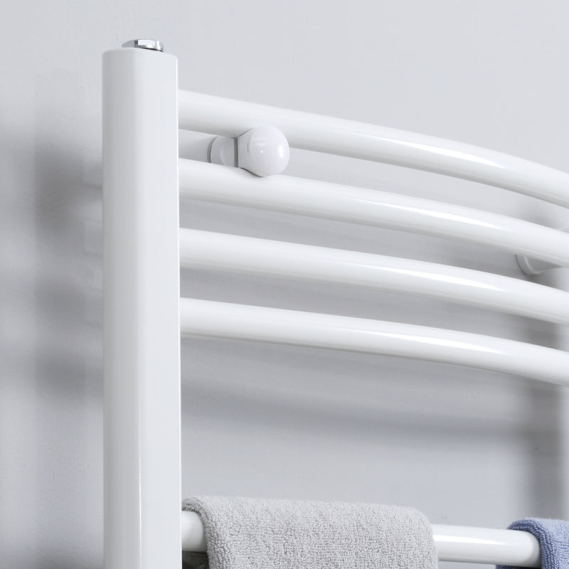 Curved Heated Towel Rail, White