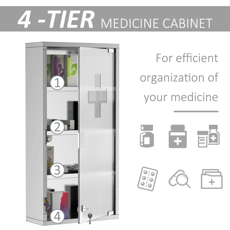 4 Tier Stainless Steel Wall Mounted Medicine Cabinet