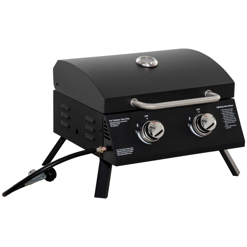 2 Burner Gas BBQ Grill  Black