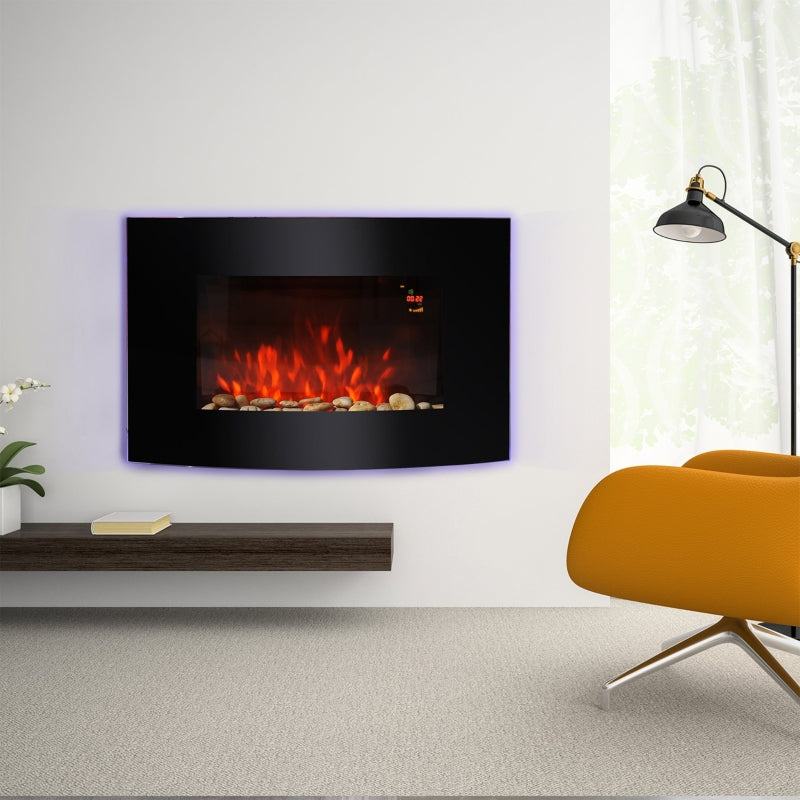 LED Curved Glass Electric Wall Mounted Fire Place