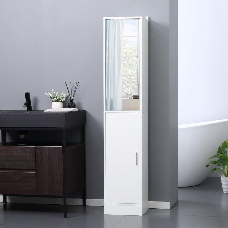 Tall Mirrored Bathroom Cabinet, White