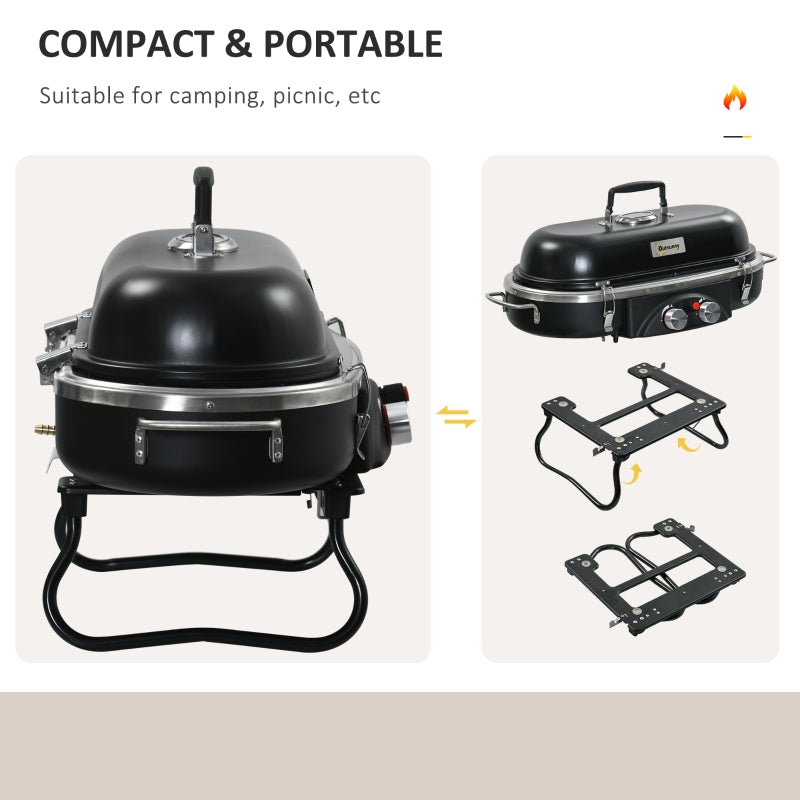 Foldable Gas BBQ Grill 2 Burner Table Top Barbecue