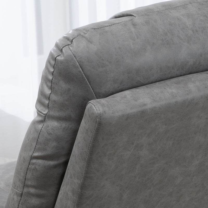 Faux Leather Reclining Armchair - Grey