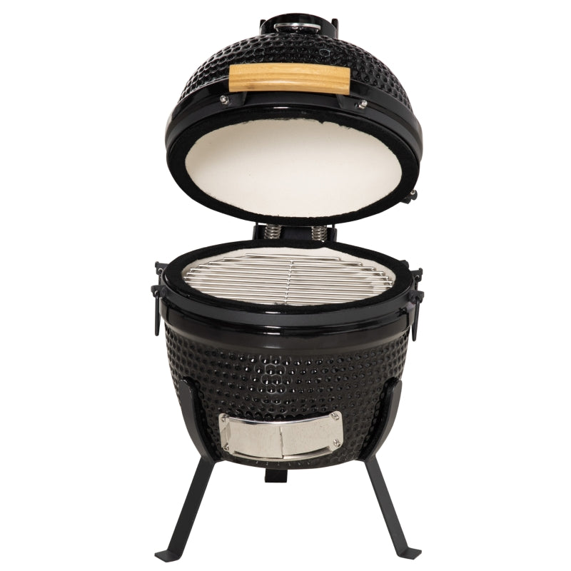 Outsunny Cast Iron Ceramic Kamado Charcoal BBQ Oven Black