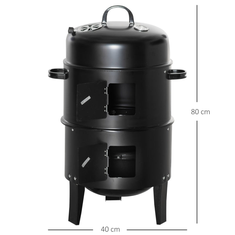 3-in-1 Smoker, Charcoal Barbecue Grill