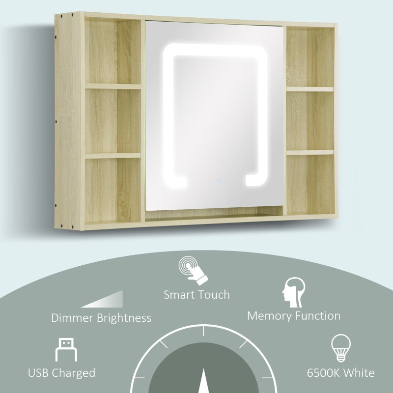 LED Bathroom Mirror Cabinet, Natural