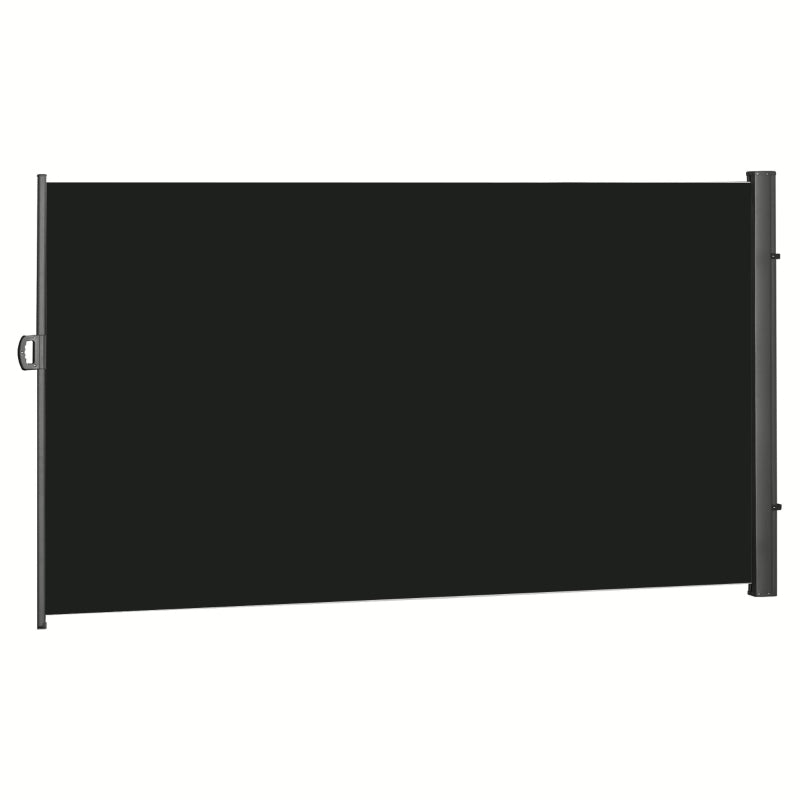 Retractable Side Awning Screen Fence Patio Garden Wall Balcony - Black