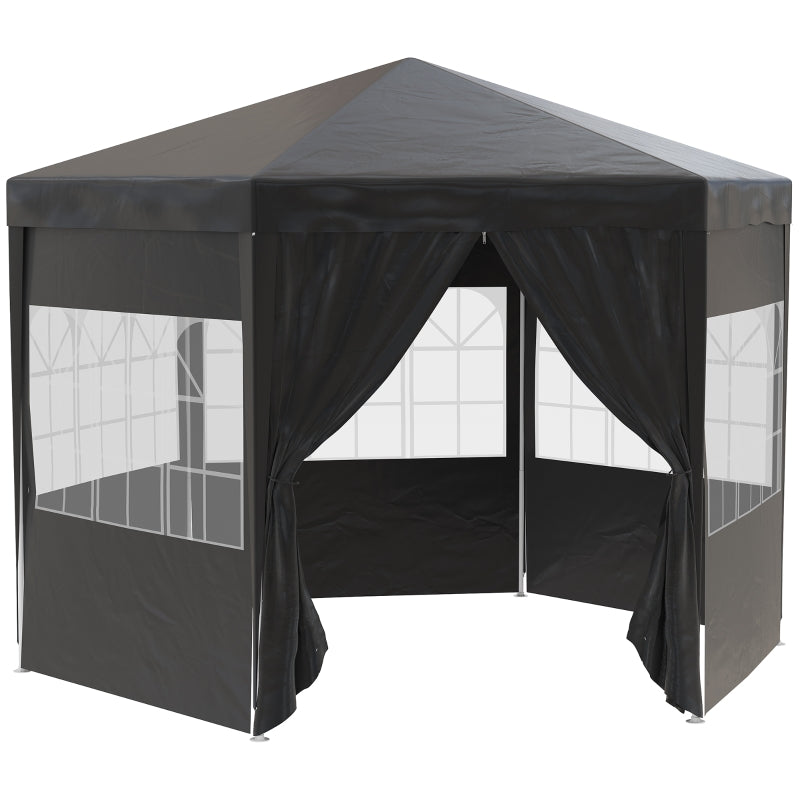 Hexagonal Gazebo Canopy Party Tent - Black