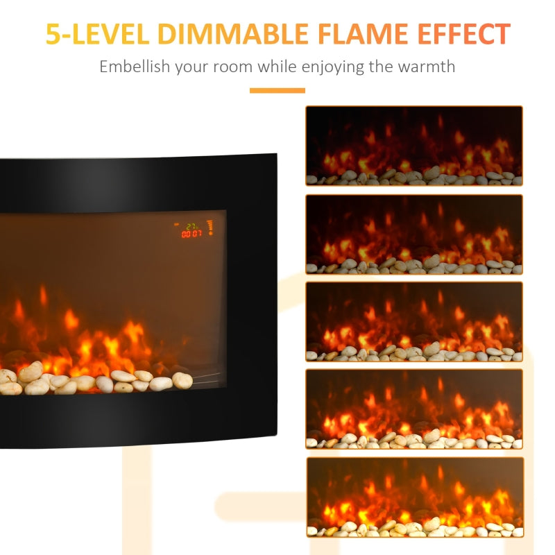 LED Curved Glass Electric Wall Mounted Fire Place