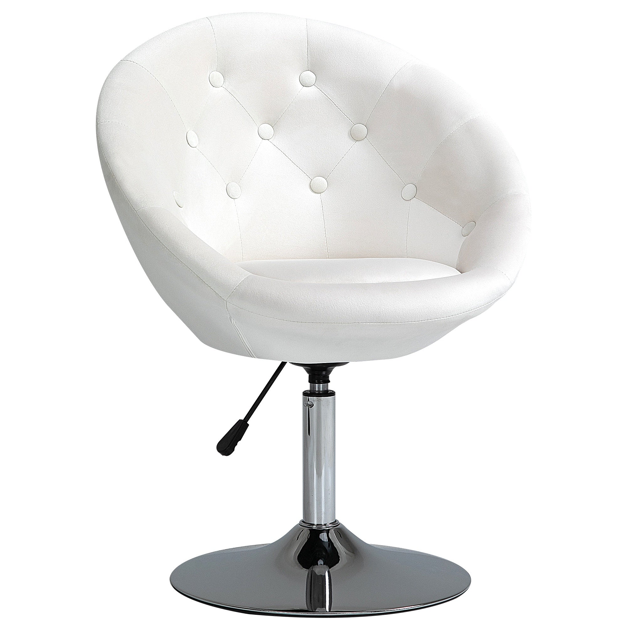 Tufted Fabric Bar Dining Stool,  Adjustable Height Armless Swivel Seat - Cream White