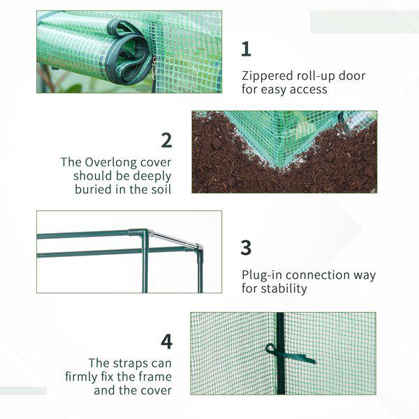 Greenhouse PE Cover With Zipper Roll-up Door For Outdoor Garden 100 X 50 150cm