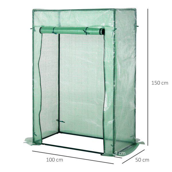 Greenhouse PE Cover With Zipper Roll-up Door For Outdoor Garden 100 X 50 150cm