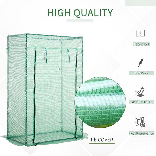 Greenhouse PE Cover With Zipper Roll-up Door For Outdoor Garden 100 X 50 150cm