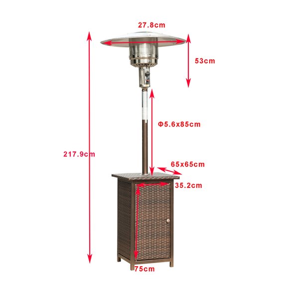 12KW Standing Rattan Outdoor Garden Heater - Brown