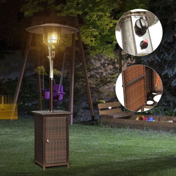 12KW Standing Rattan Outdoor Garden Heater - Brown
