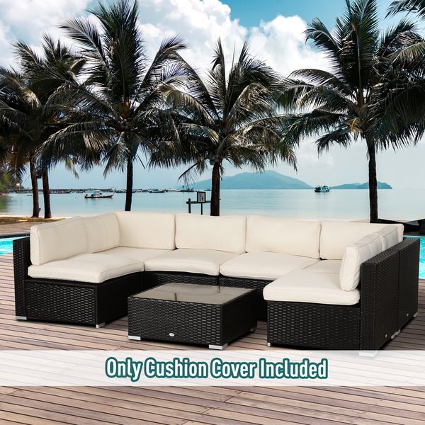 12 PCS Rattan Cushion Cover For Outdoor Garden - Beige 
