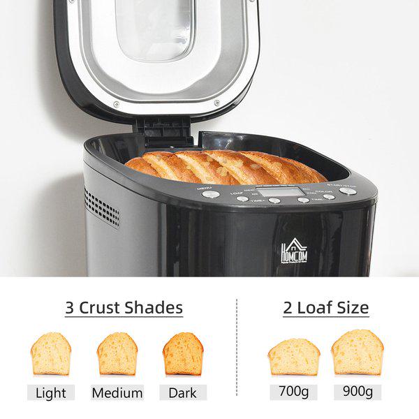 12-in-1 Programmed Bread Maker W/ 13-Hour Delay Timer Keep Warm Function - Black