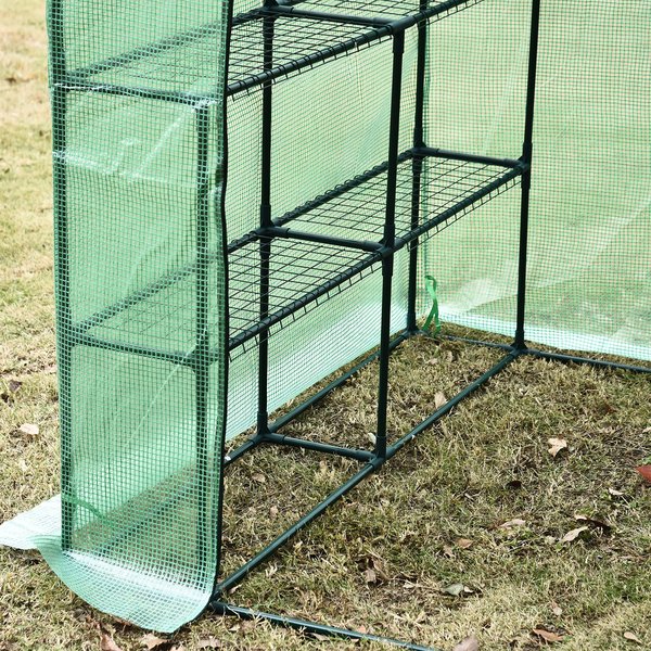 143x143x195 Cm Walk In Greenhouse W/ Shelves - Dark