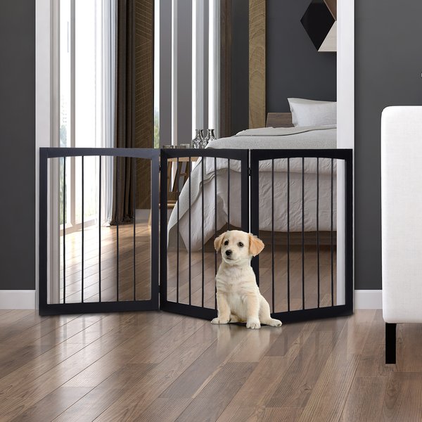 60L×1.2D×76H Cm. Free Standing Folding Pet/Child Safety Fence - Dark Brown