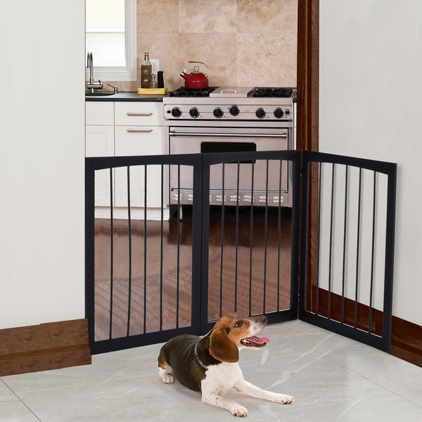 60L×1.2D×76H Cm. Free Standing Folding Pet/Child Safety Fence - Dark Brown