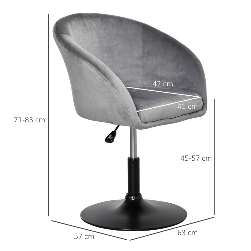 Swivel Bar Stool Fabric Dining Chair Dressing Tub Seat - Grey