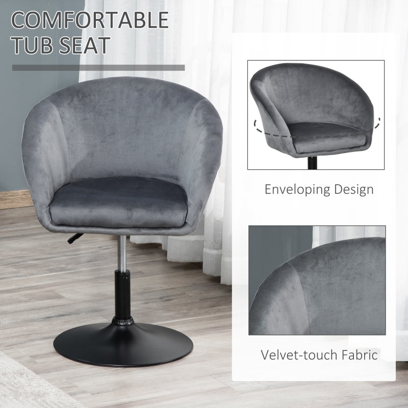 Swivel Bar Stool Fabric Dining Chair Dressing Tub Seat - Grey