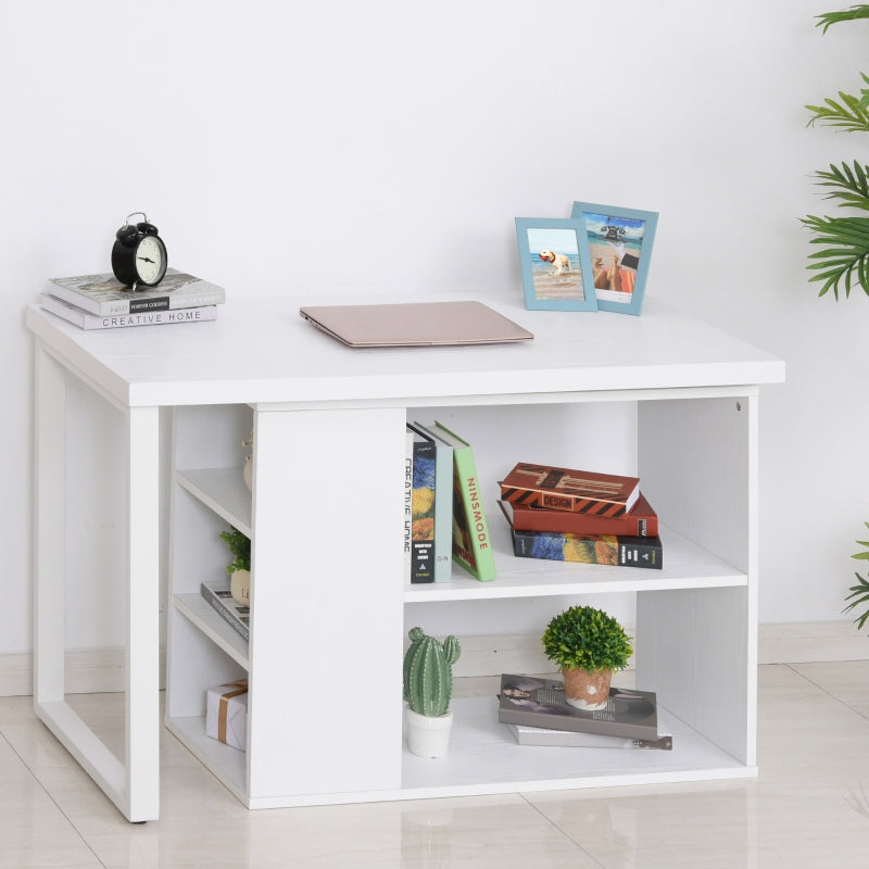 Corner Desk L-Shaped I-Shaped Computer With Rotating Storage Shelf, White Wood Grain