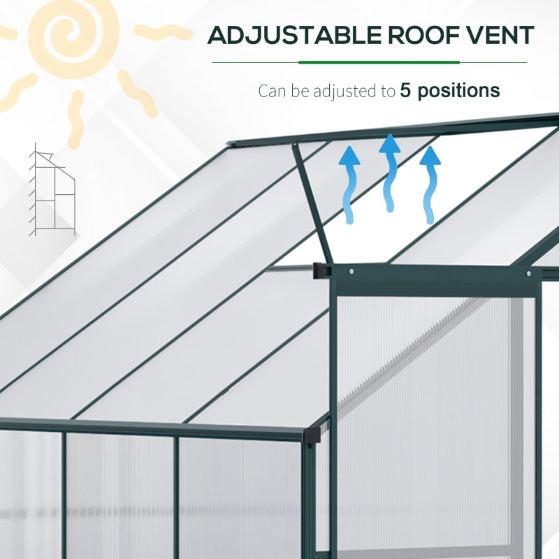 Walk-In Lean To Polycarbonate Greenhouse W/ Roof Vent