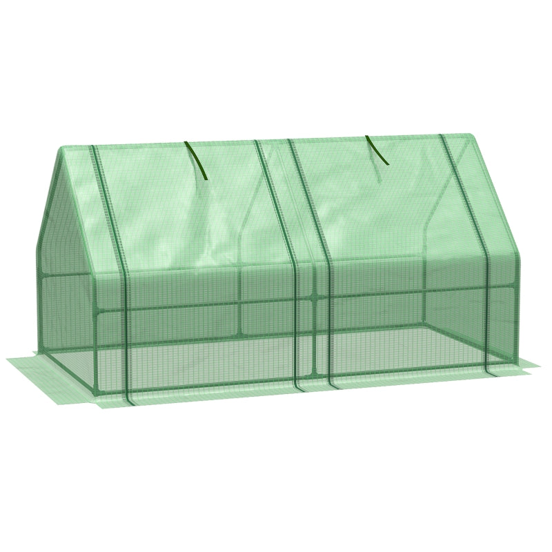 Mini Small Greenhouse With Steel Frame And PE Cover Zippered Window Poly Tunnel Steeple For Plants Vegetables, 180 X 90 X 90 Cm