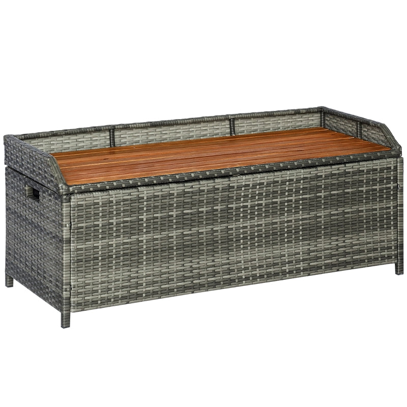 Patio Wicker Storage Bench Box- Mixed Grey