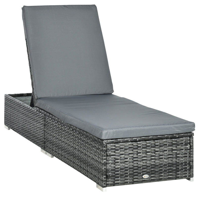 Rattan Lounger Adjustable Garden Furniture- Grey