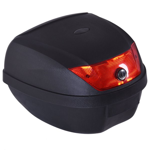 28L Motorcycle Tail Box W/ 2 Keys - Black/Red