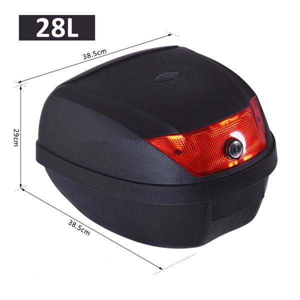 28L Motorcycle Tail Box W/ 2 Keys - Black/Red