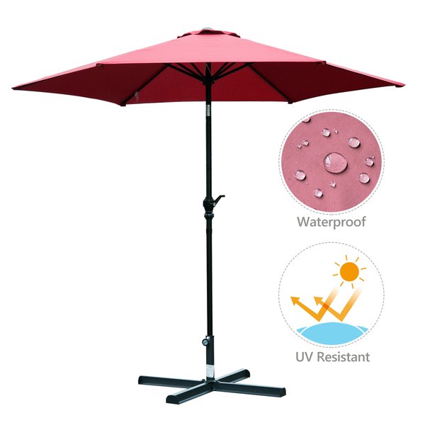 2.7 M Patio Umbrella, Aluminum Frame - Wine Red