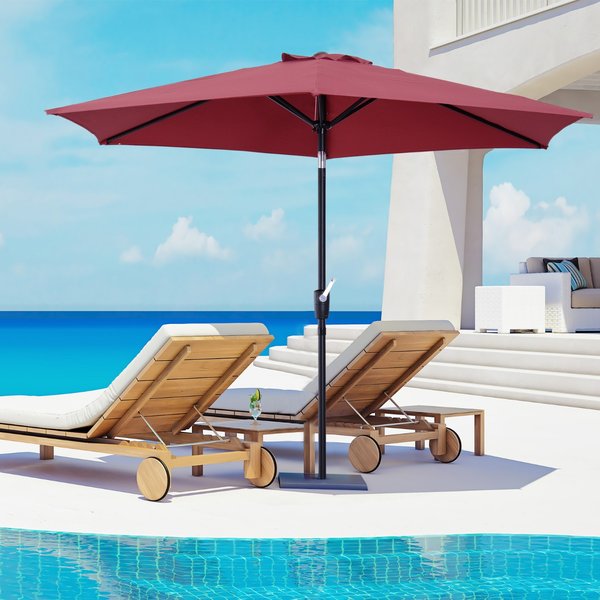 2.7 M Patio Umbrella, Aluminum Frame - Wine Red