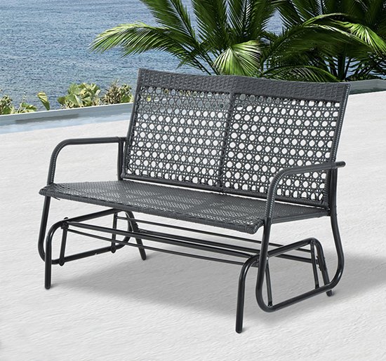 76L×120W×90H Cm. 2-Seater Wicker Bench - Black