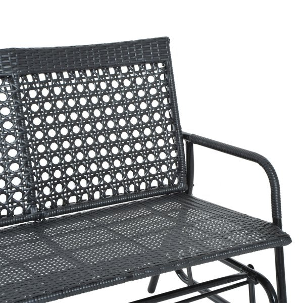 76L×120W×90H Cm. 2-Seater Wicker Bench - Black