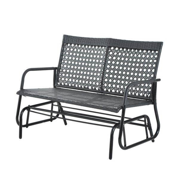 76L×120W×90H Cm. 2-Seater Wicker Bench - Black