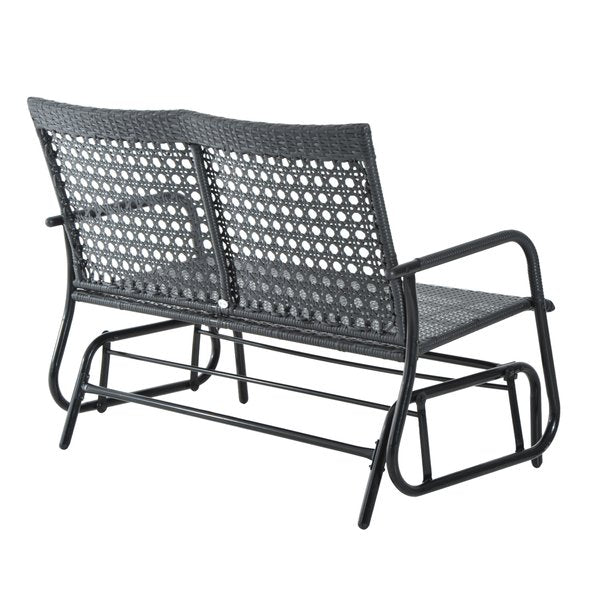 76L×120W×90H Cm. 2-Seater Wicker Bench - Black