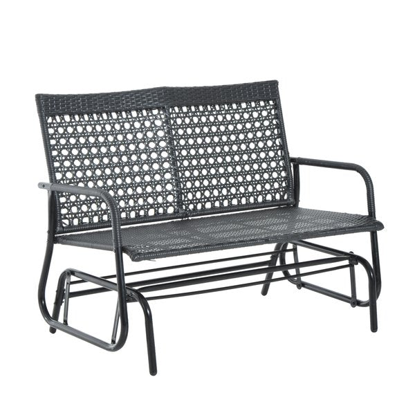 76L×120W×90H Cm. 2-Seater Wicker Bench - Black