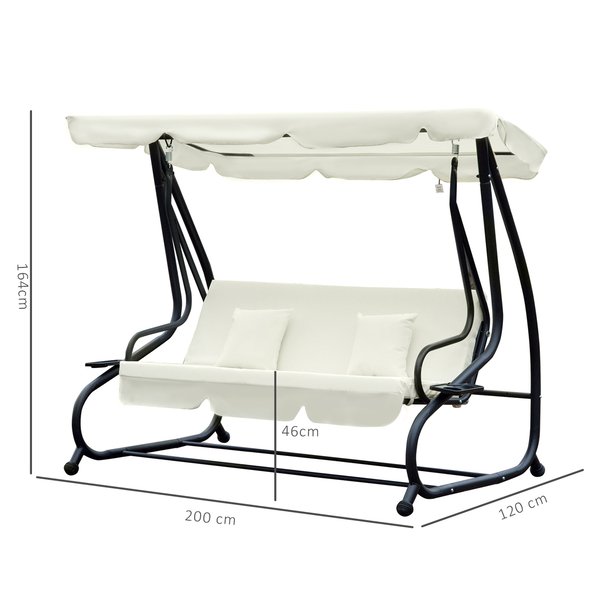 200Lx120Wx164H Cm. 2-in-1 Swing Chair - Cream White