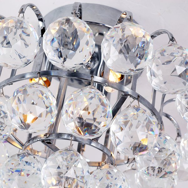 30x30cm  Crystal Droplets Ceiling Pendant Light - Silver