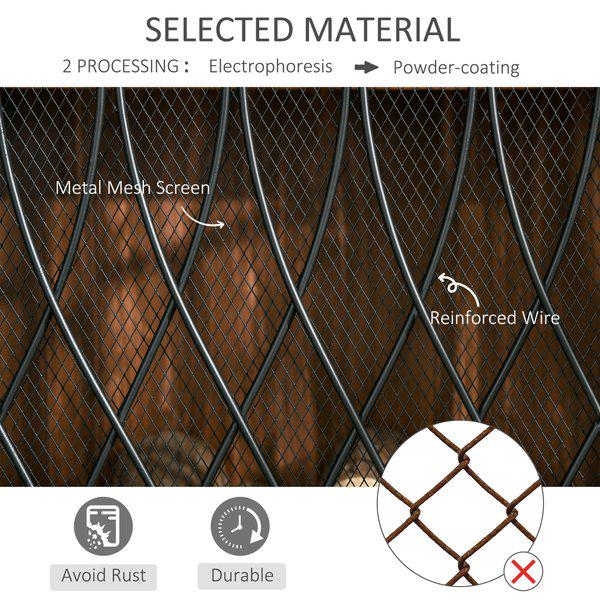 3-Panel Folding Fireplace Screen, Home Metal Mesh Spark Guard - Black