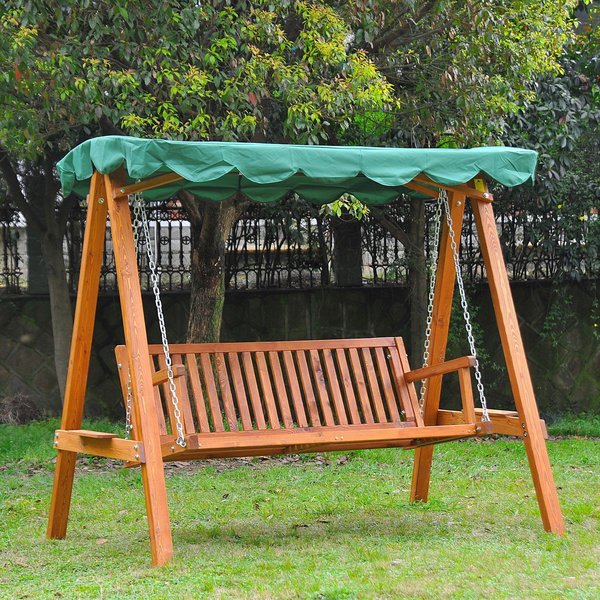 3-Seater Pinewood Swing Chair - Green