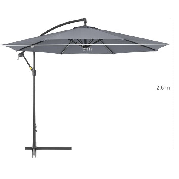 3M Garden Parasol Banana Umbrella - Grey