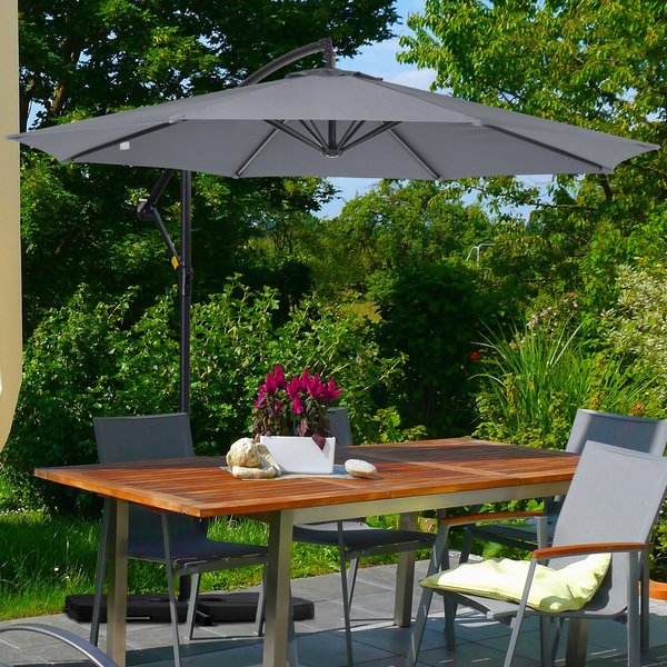 3M Garden Parasol Banana Umbrella - Grey