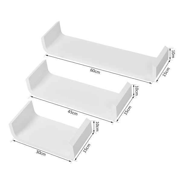 3 Pcs U Shaped Shelves Set - White